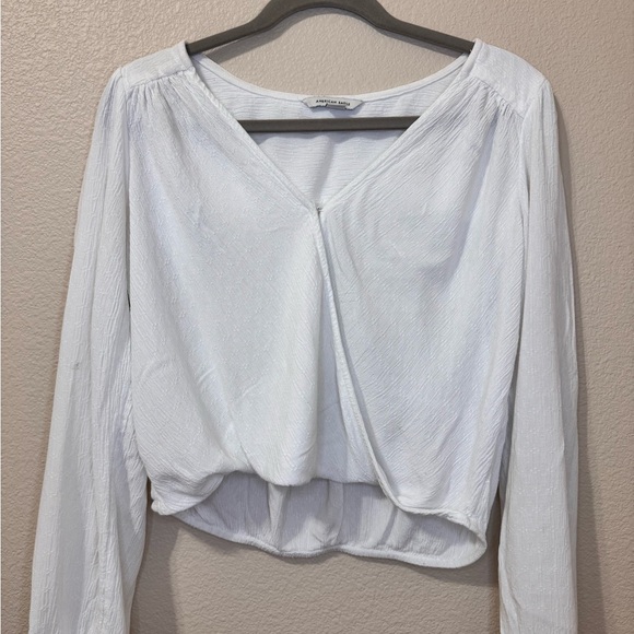American Eagle Outfitters White Wrap Blouse size M - Picture 2 of 12